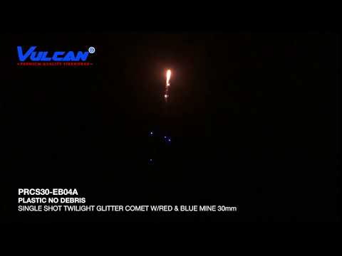 PLASTIC NO DEBRIS SINGLE SHOT TWILIGHT GLITTER COMET W/RED & BLUE STAR MINE 30MM (PRCS30-EB04A)