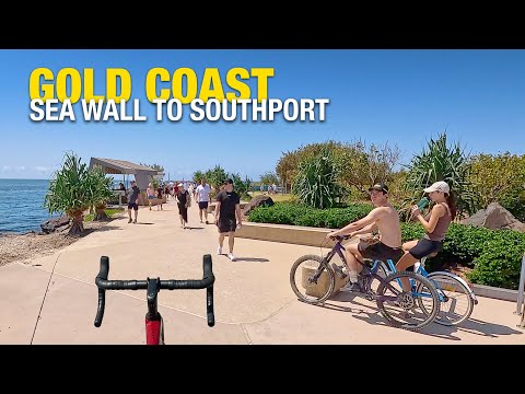 Scenic Virtual Bike Ride, Beach Gold Coast - The Spit to Southport 4K - Australia During Holidays