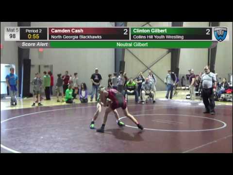 98 Camden Cash North Georgia Blackhawks vs Clinton Gilbert Collins Hill Youth Wrestling 3604747104