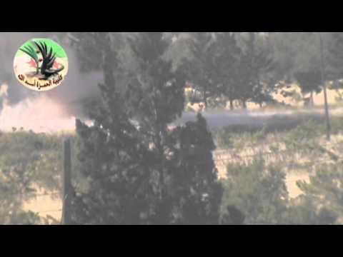 استهداف وتدمير دبابة على طريق حمص القصير بمدفع 82 من قبل لواء حمزة أسد الله