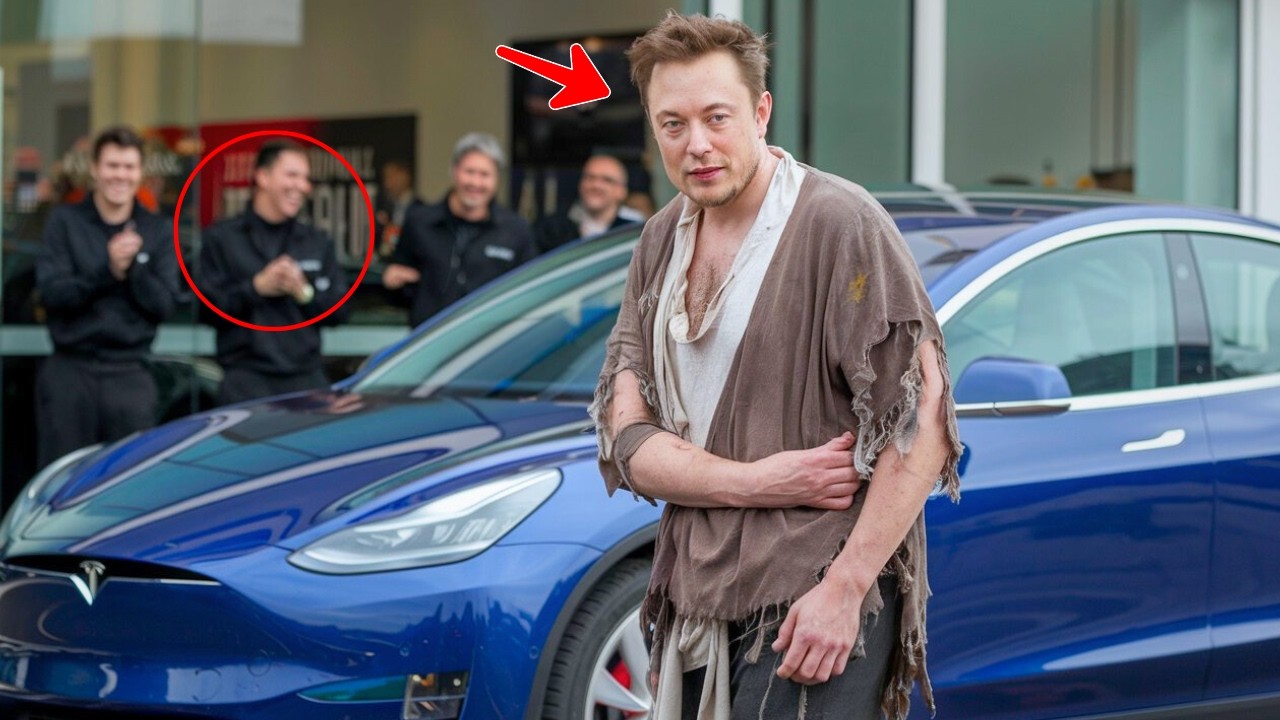 Elon Musk disguises himself as a homeless man to go buy a Tesla... When the employees discovered...