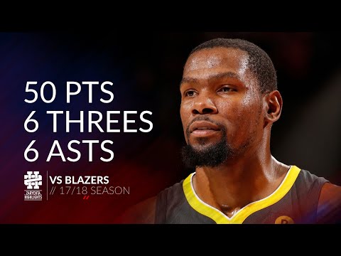 Kevin Durant 50 pts 6 threes 6 asts vs Blazers 17/18 season