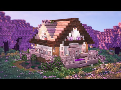 Minecraft - How to build a Cherry Blossom Survival House + Interior Design