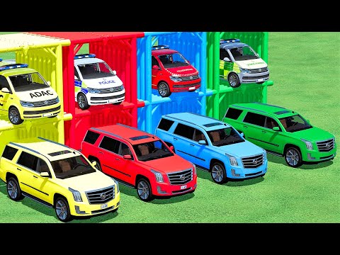 TRANSPORTING COLORED SUPERCARS WITH POLICE CARS !  Farming Simulator 22 !