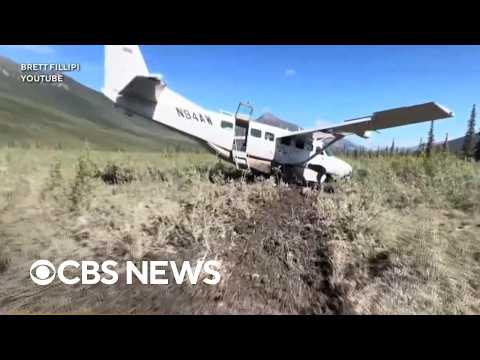 Stunning video shows plane's emergency crash landing in Alaska