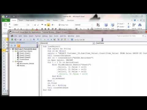 Excel 2010 VBA Tutorial 87   ADODB   SQL GROUP BY