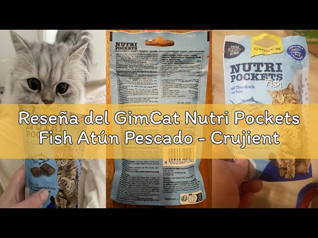 Vídeo relacionado con GimCat Nutri Pockets Fish Salmon - Snack crujiente para gatos con ingredientes funcionales - 1 bolsa (1 x 60 g)