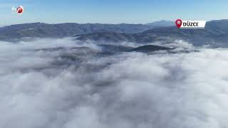 Düzce'nin Üzerini Kaplayan Sis Denizi Havadan Görüntülendi