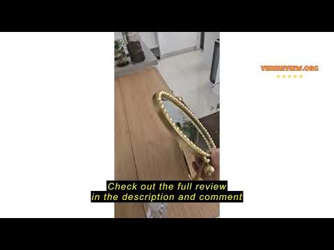 Review HuiDao Vintage Makeup Mirror, Desk Vanity Mirror Metal Framed with Stand, Gold Oval Retro Mir