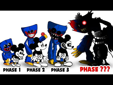 FNF Comparison Battle Poppy Playtime Huggy Wuggy VS Mickey Mouse | ALL Phases of FNF Animation