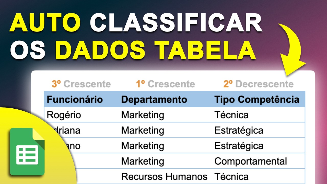 Google Sheets: SORT Como CLASSIFICAR AUTOMATICAMENTE os dados da tabela nas Planilhas do Google