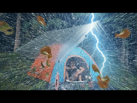 💯CAMPING IN A DOWNPOUR⛈️STAYING DRY WHILE IT POURS OUTSIDE