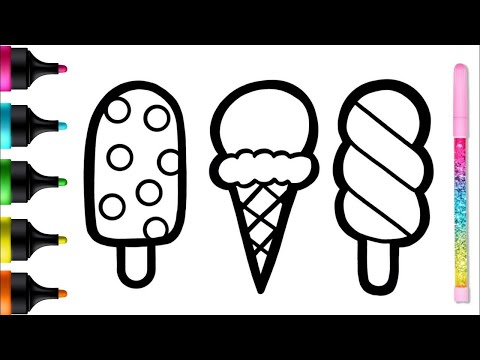 How to Draw Ice Cream Cones and Sundaes Step-by-Step Tutorial for Kids and Toddlers