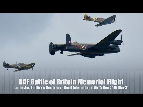 Battle of Britain Memorial Flight - Lancaster, Spitfire & Hurricane - RIAT 2019  (Day 3)