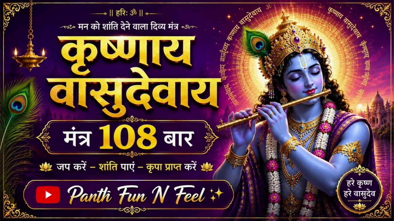 ✨ Krishnaya Vasudevaya Mantra 108 Times 🙏 Powerful Krishna Chant for Peace & Positivity