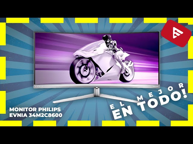 Vídeo relacionado con PHILIPS Evnia 34M2C5501A Gaming Monitor 34 Pulgadas 180Hz Panel Fast VA, 1ms GtG, HDR400, Altavoces, Altura Ajustable, (3440x1440 HDMI 2X 2.0 DP 1x 1.4 USB Hub) Blanco