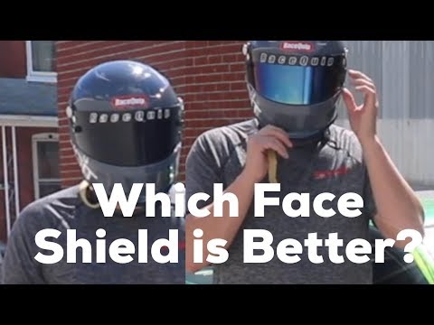 RaceQuip Smoke Faceshield Compared to Blue Iridium Facesheild