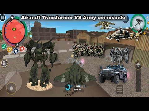Rope Hero: Vice Town (Aircraft Transformers Fight in Army Base) Army Man Group - Android Gameplay