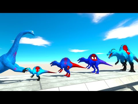 BATTLE 4 SIZE of SPIDER MAN SPINOSAURUS - Animal Revolt Battle Simulator ARBS