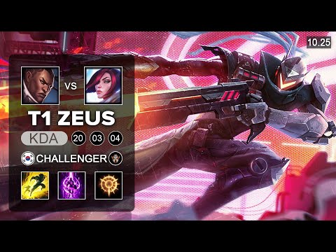 T1 Zeus Lucian Top vs Fiora - KR Challenger Patch 10.25