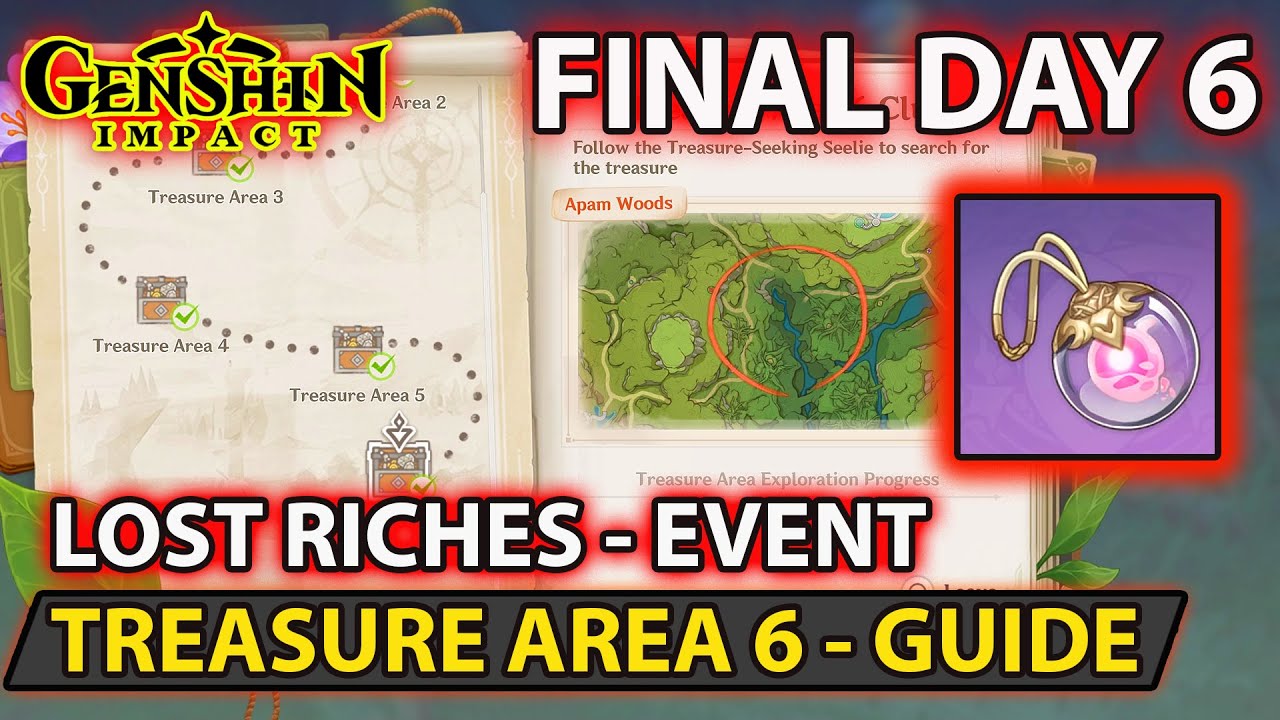 Genshin Impact How To Complete Final Treasure Area 6 Clue Location Event Lost Riches Day 6