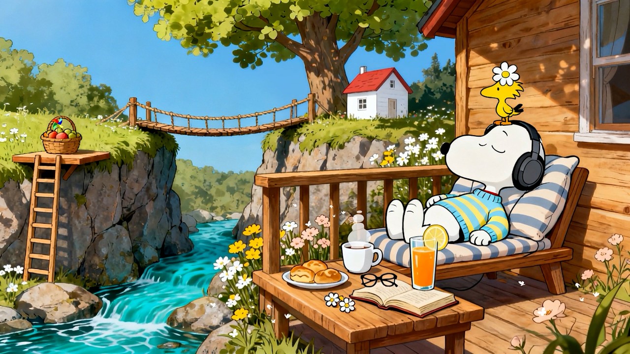 Snoopy’s Summer Quiet Morning ☕📖 Soft Lofi Beats for Relax, Study & Fresh Mind