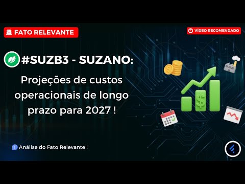 Thumbnail do vídeo: #SUZB3: SUZANO faz projeções de custos operacionais de longo prazo para 2027. NOVO CUSTO/TONELADA