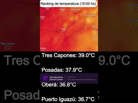 📈🌡️Ranking de Temperatura (15:00 hs)  #Misiones #Calor