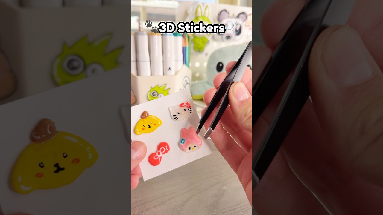 🫧Cute DIY 3D ￼Stickers!? #diysticker #diy #craft #crafts #papercraft #cutecrafts #sanrio