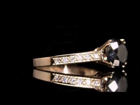 1.90 CT ROUND CUT BLACK DIAMOND SOLITAIRE ENGAGEMENT RING IN 14K ROSE GOLD