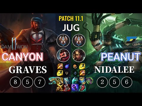 DWG Canyon Graves vs DYN Peanut Nidalee Jungle - KR Patch 11.1