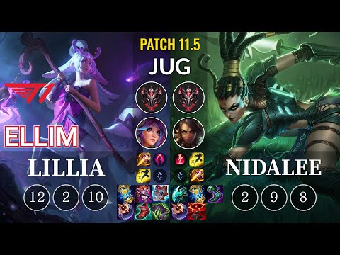 T1 Ellim Lillia vs Nidalee Jungle - KR Patch 11.5