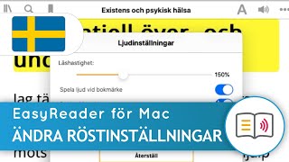 Hur du ändrar röstinställningar och läshastighet – EasyReader för Mac (10.15 Catalina)