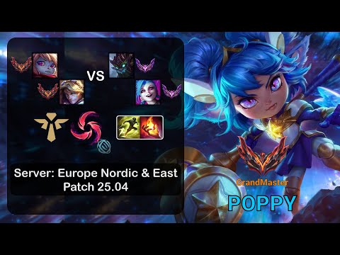 Poppy Support + Ezreal vs Maokai + Jinx - EUNE GrandMaster - Patch 25.04