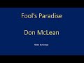 Don McLean   Fool's Paradise  karaoke