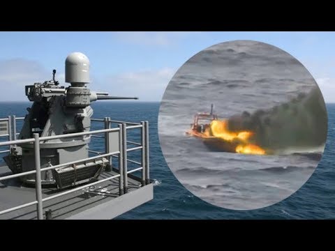 US Navy Firing the Powerful Mk38/  M242 Bushmaster on a Ship