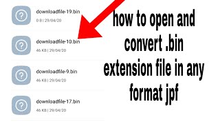 How to open .bin extension file in video  picture photo or any format