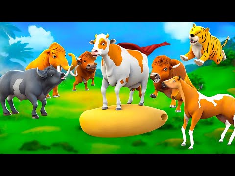 Color Bisons Rescue Cows from Wild Animal Attack! 🐂🔥 Farm Battle