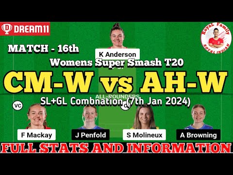 CM-W vs AH-W Dream11 Team | CM-W vs AH-W Women's T20 Match | CM-W vs AH-W Dream11 Match Prediction
