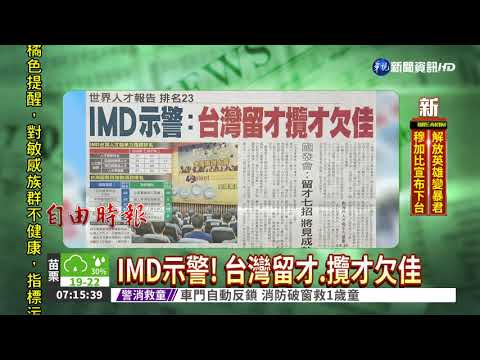IMD示警! 台灣留才.攬才欠佳