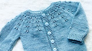 Chaquetita cardigan para bebe tejida con agujas rectas paso a paso FÁCIL PARA PRINCIPIANTES
