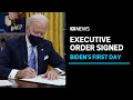 Joe Biden signs his first executive orde