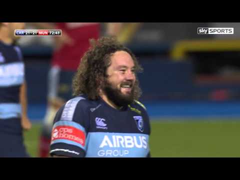 Adam Jones' Amazing Drop Goal Attempt - Cardiff Blues v Munster