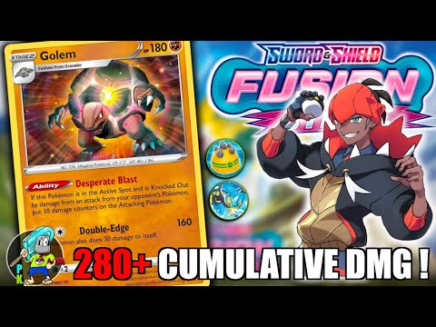 GOLEM : 280+ Cumulative DMG in a Single Turn ! (Pokemon FUSION STRIKE) Deck Profile & PTCGO Gameplay