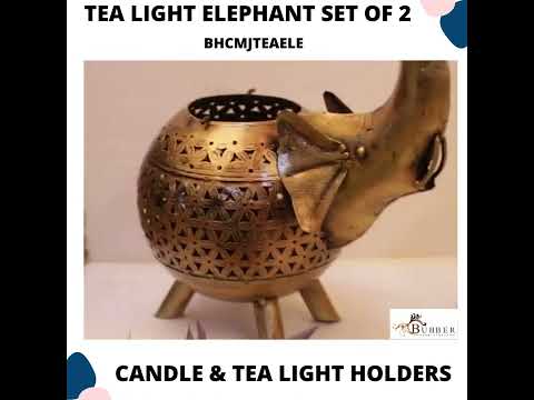 Bubber handicrafts iron painted tea light elephant s/2, for ...