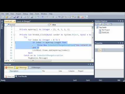 Visual Basic Tutorial 135 Exit Try And Throw