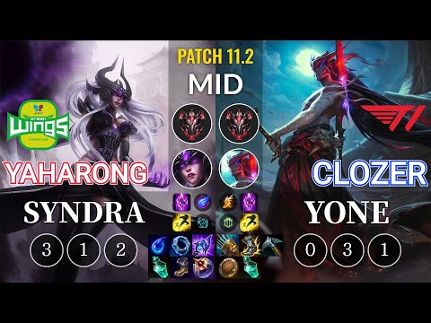 JAG Yaharong Syndra vs T1 Clozer Yone Mid - KR Patch 11.2