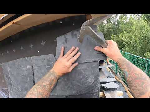 Schiefer Wangenkehle ansetzen - Teil 70 - Altdeutsche Deckung- Schieferdach Halle