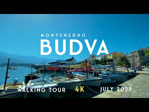 Budva, Montenegro 4K Walking Tour with Relaxing Vibes | Morning Stroll Along Beach | July 2025