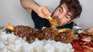 real mukbang| and rice, meat stew with lots of rice